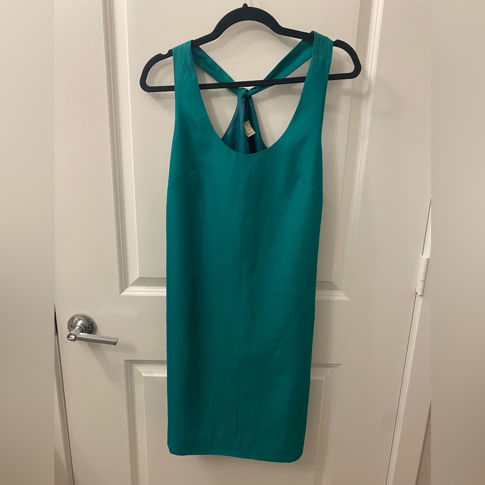 J Crew Green Tank Cross Back Shift Dress